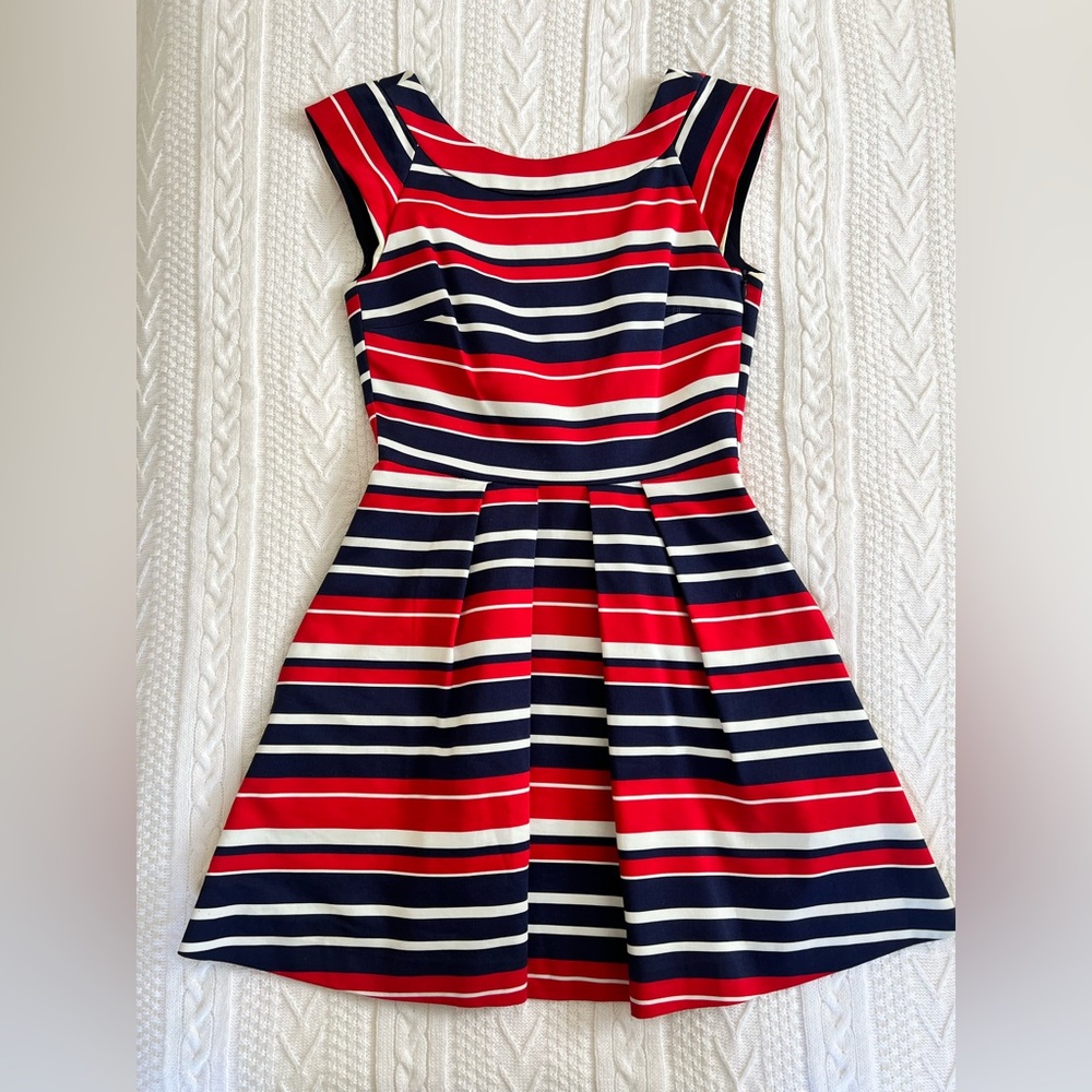 Zara Trafaluc Retro Style Striped Lined Flare Dress
